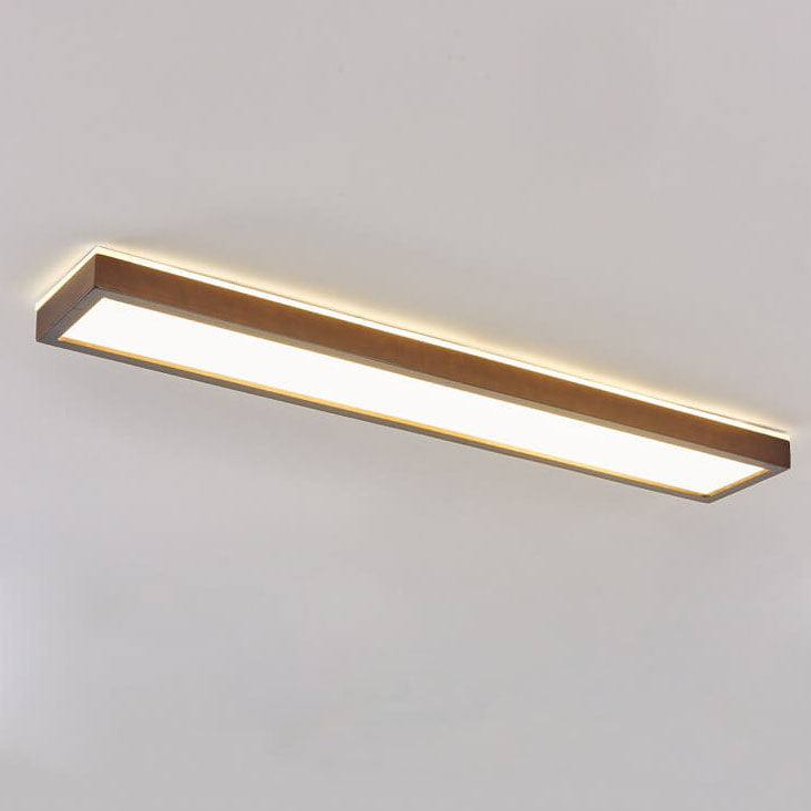 Japanese Minimalist Walnut LED Flush Mount Ceiling Light