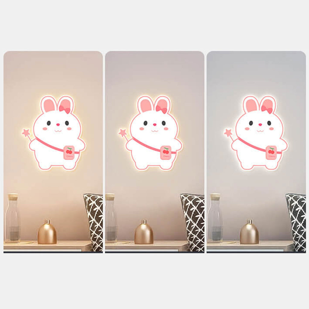 Creative Cartoon Rabbit Unicorn Kids LED Wall Sconce Lamp Night Light for Nursery Bedroom Home Decor Cute Animal Design Battery Operated Soft Glow Accent Light for Children's Room Playroom Wall Decor Gifts for Kids