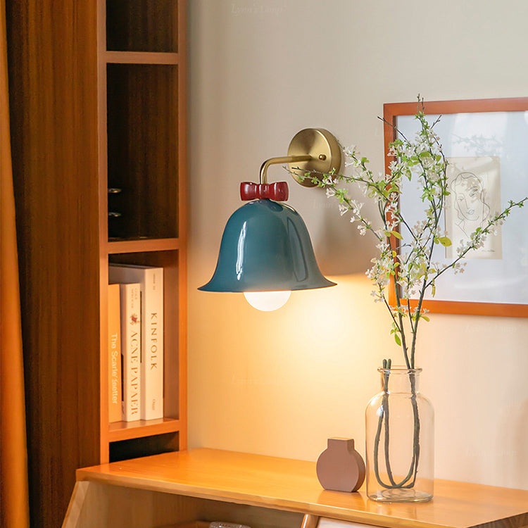 Traditional French Bell Wall Sconce Lamp - Round Iron 1-Light for Living Room