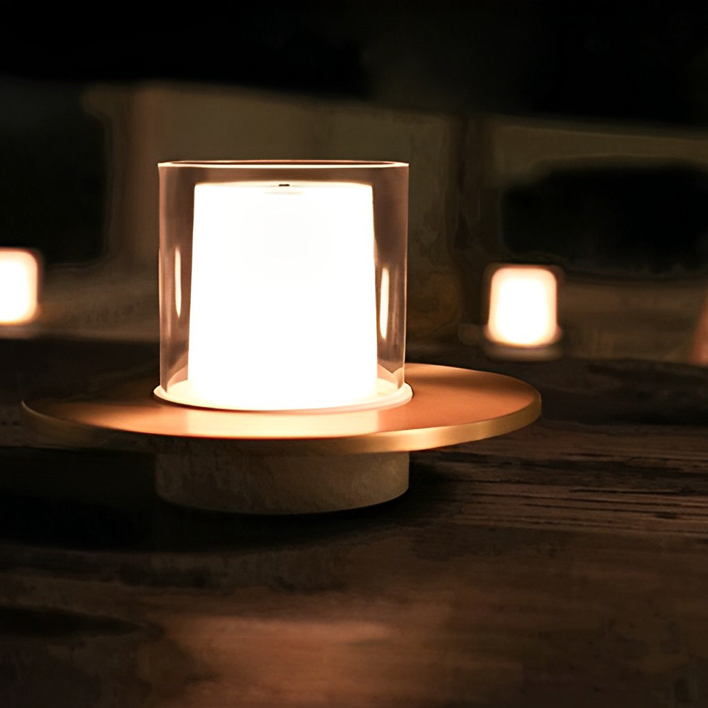 Modern Cordless Candle Table Lamp with Dish Base - Stylish LED Accent Lighting for Home Decor