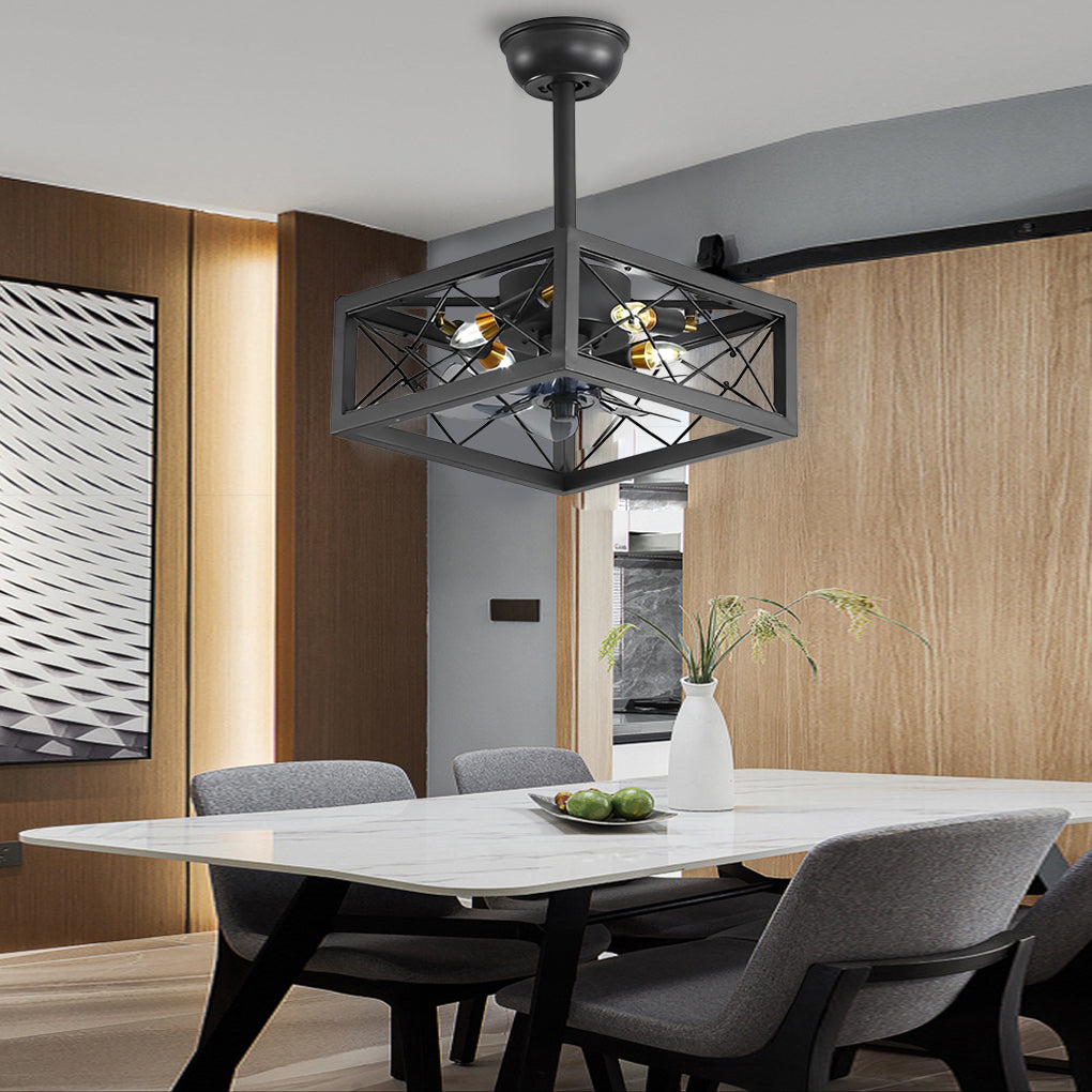 Retro Bladeless Ceiling Fan with Remote - Three Step Dimming LED Mute Design