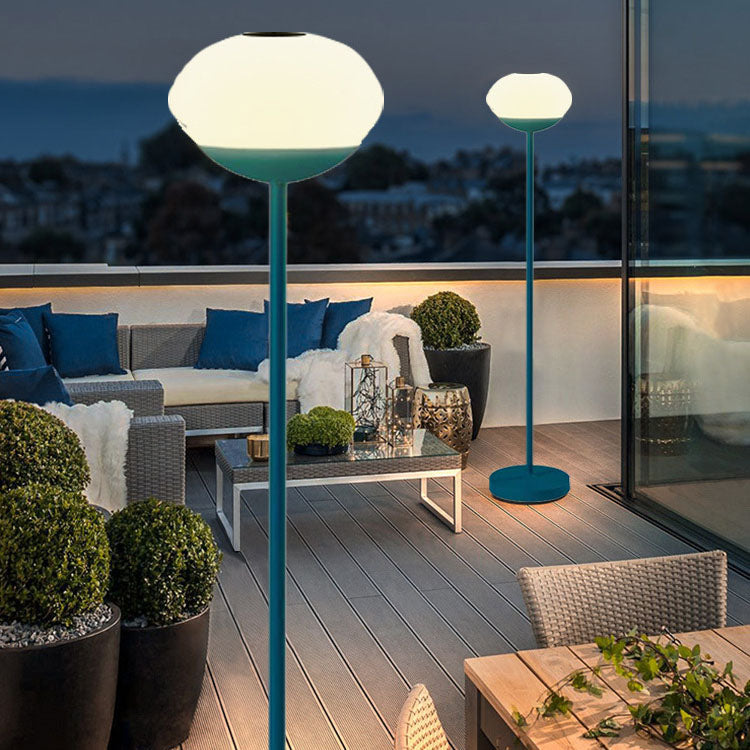 Solar Modern Minimalist Oval LED Outdoor Standing Lamp | Wrought Iron PE Design