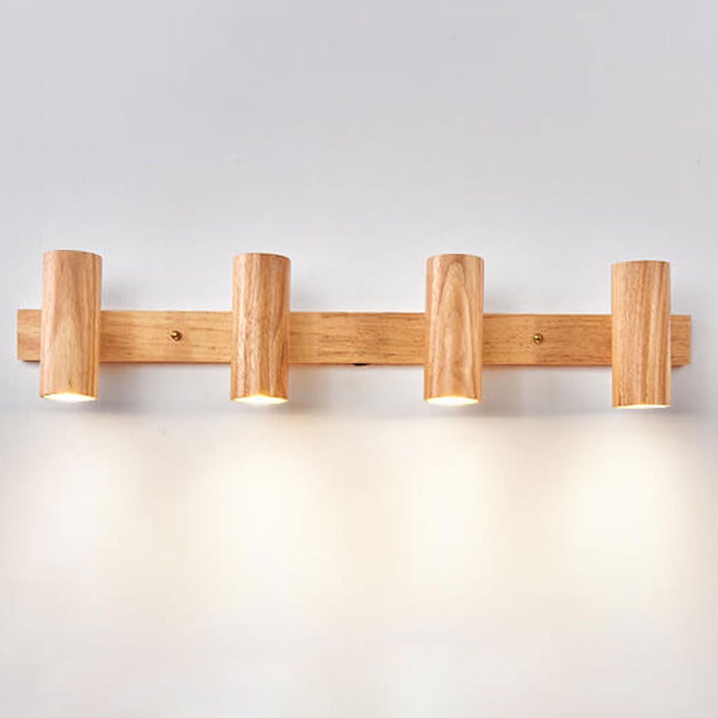 Modern Minimalist Wood Track Spotlight Wall Sconce 1/2/3 Light Lamp