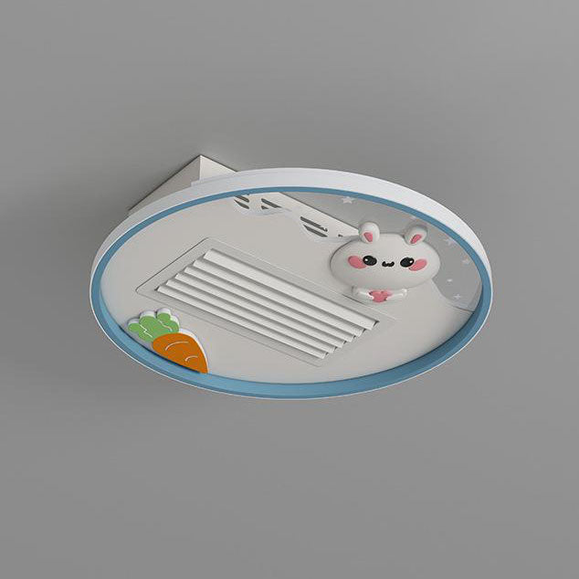 Contemporary Acrylic Astronaut Moon LED Ceiling Fan Light - Kids Bedroom Flush Mount, Invisible Bladeless Design.