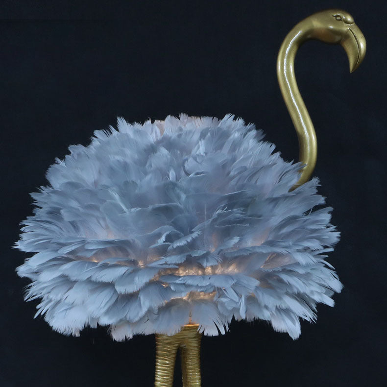 Contemporary Nordic Goose Feather Flamingo Table Lamp - 1-Light Bedside Elegance