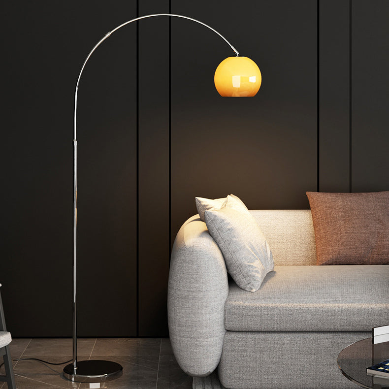 Scandinavian Glass Shade Fishing Rod Floor Lamp - 1-Light Iron Design for Living Room