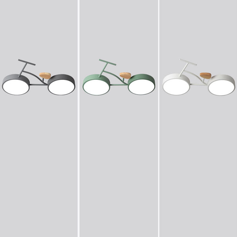 Contemporary Creative Bicycle Acrylic Wood LED Kids Flush Mount Ceiling Light for Living Room, Playroom, Bedroom, Children's Room, Decorative Lighting, Unique Design Ceiling Fixture, Eco-Friendly Home Decor, Modern Kids Room Lighting, Fun Bicycle-Themed C