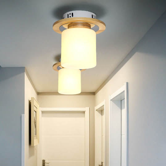 Modern Nordic Minimalist Wood Circular Square Semi-Flush Mount Ceiling Light