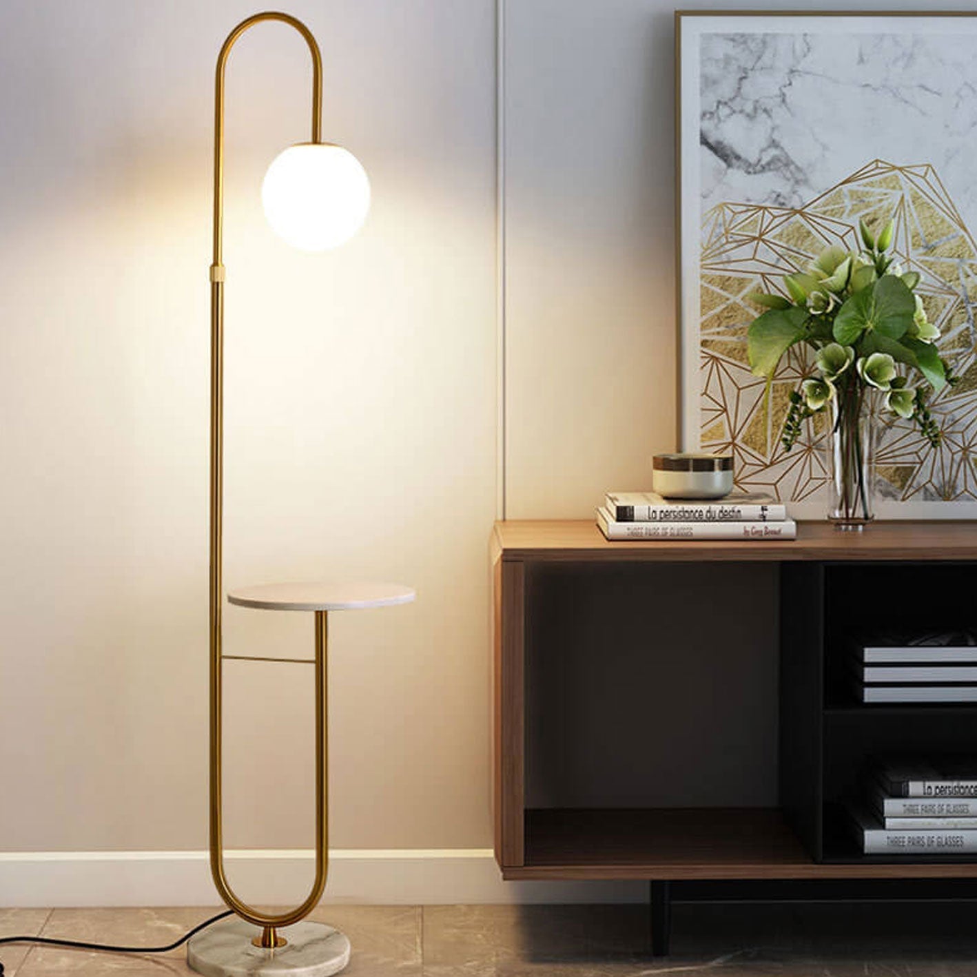 Nordic Minimalist Iron Marble Table LED Floor Lamp