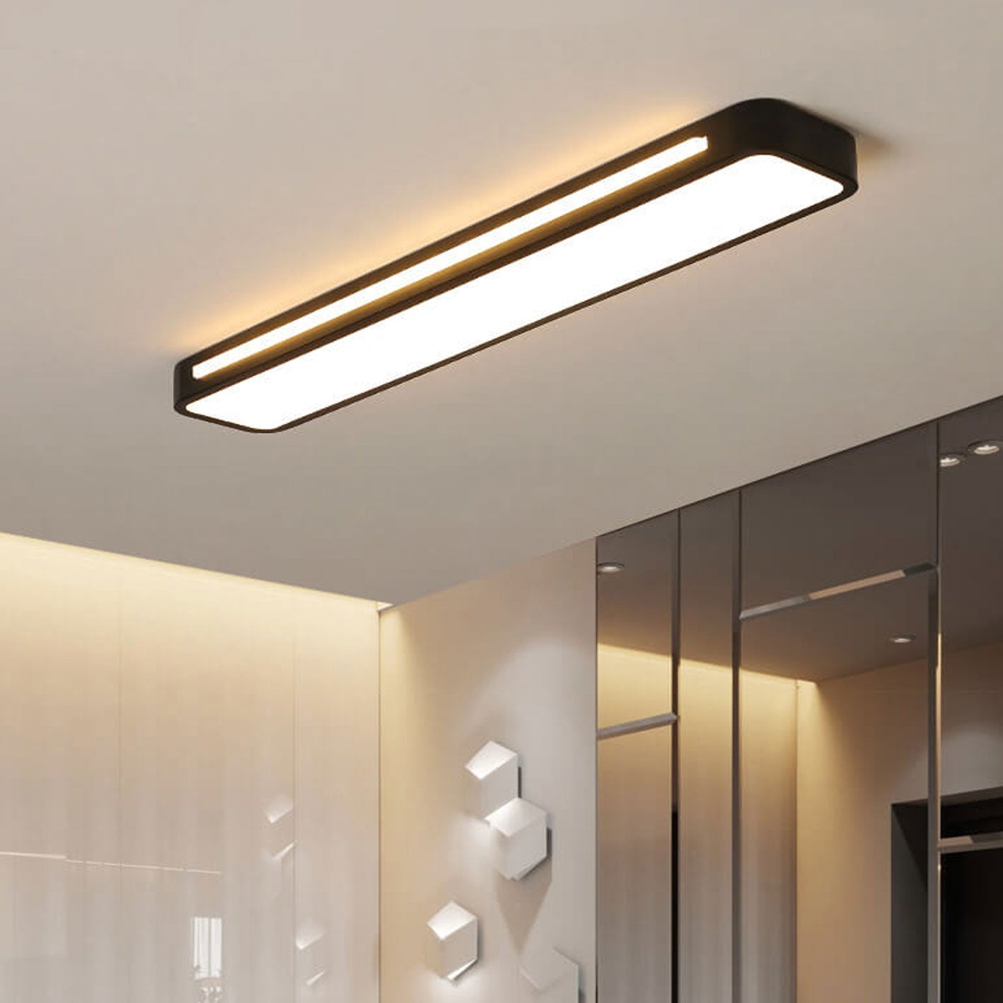 Nordic Minimalist Long LED Flush Mount Ceiling Light - Modern Design, Energy Efficient, Sleek Illumination