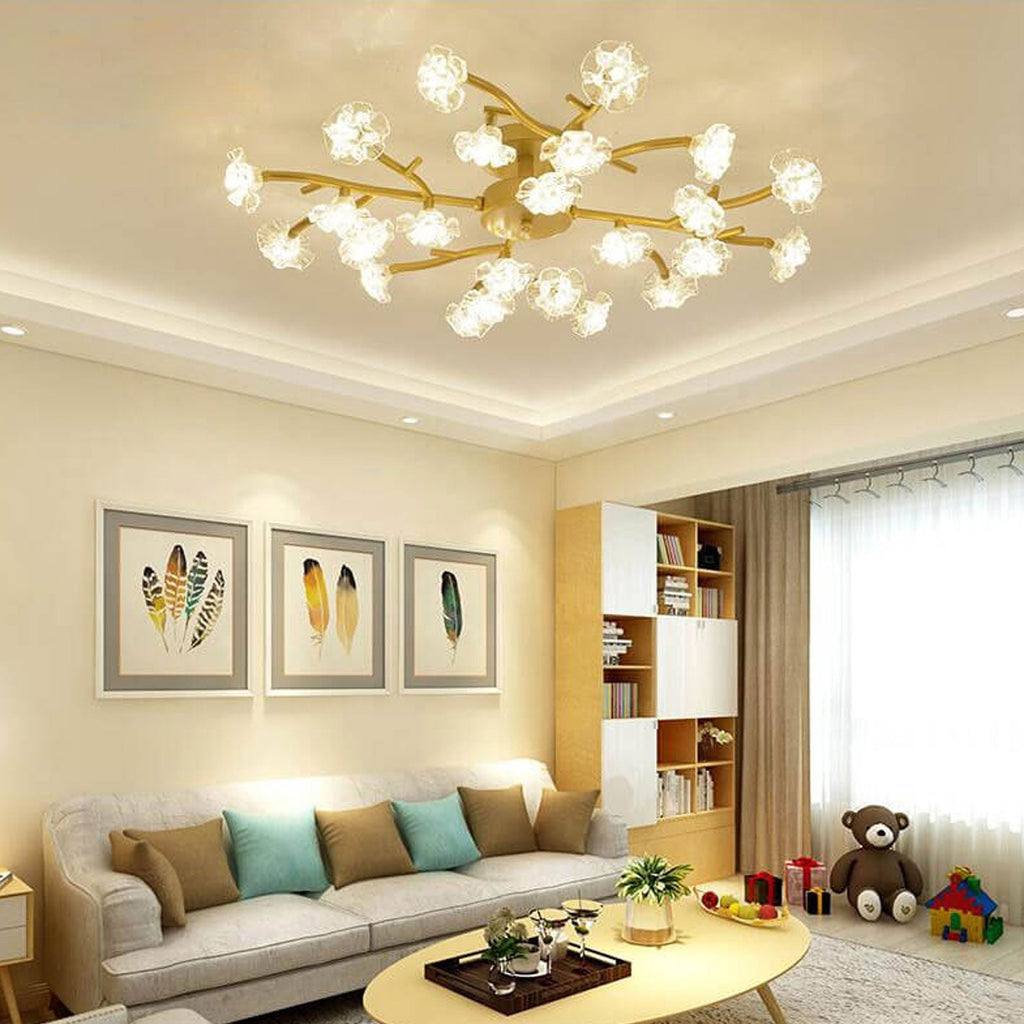 Nordic Creative Plum Blossom LED Semi-Flush Mount Ceiling Light