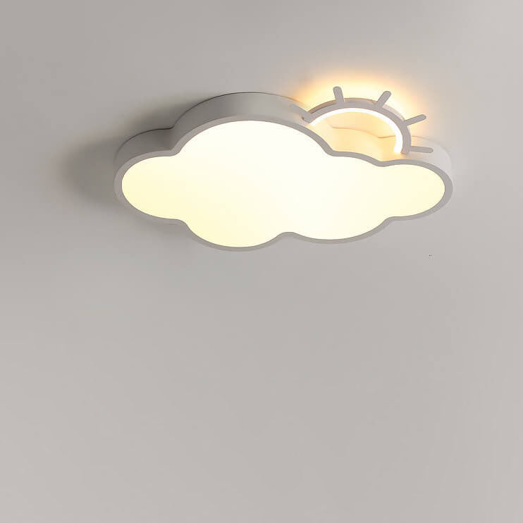 Contemporary Nordic Cloudy Sun Acrylic Iron LED Kids Flush Mount Ceiling Light for Living Room Bedroom Modern Design Energy-Efficient Lighting Fixture Unique Decorative Ceiling Lamp Stylish Playroom Illumination Cute Bedroom Lighting Solution Kids Room De