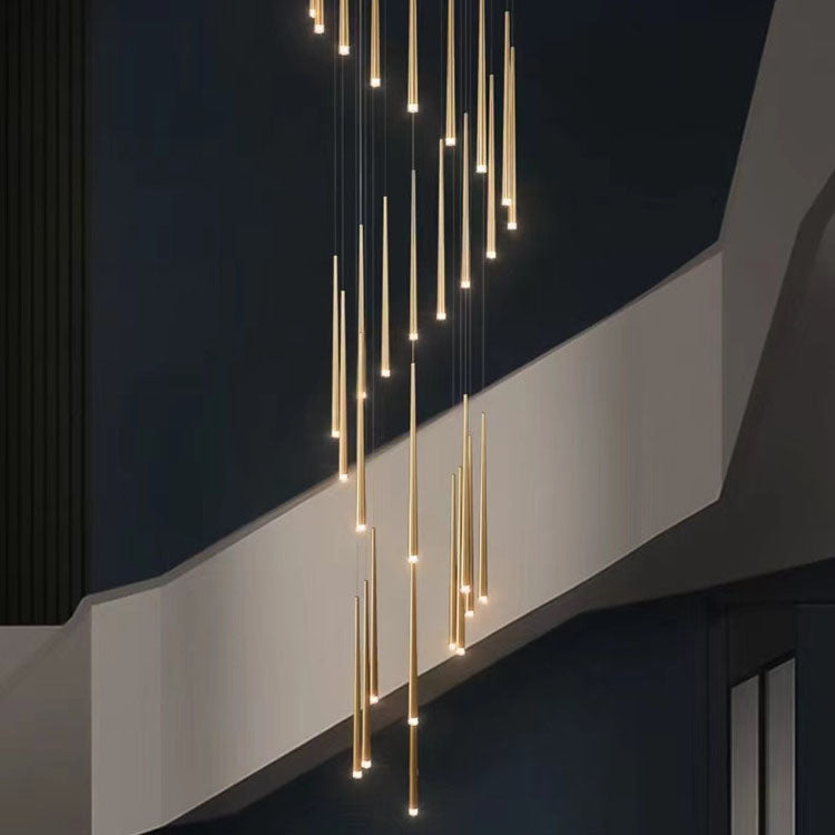 Modern Minimalist Tapered Tube LED Island Chandelier - Iron & Acrylic Design