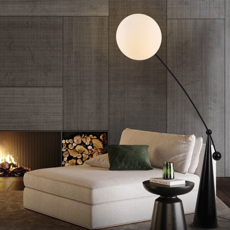 Contemporary Tapered Base Fishing Rod Floor Lamp - 1-Light Iron & Glass Design for Living Room