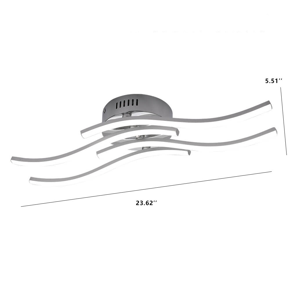 Simple Line Wave LED Ceiling Light - Semi-Flush Mount Light Fixture for Modern Home Decor