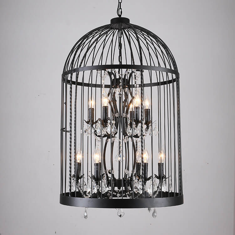 Retro Wrought Iron Bird Cage Chandelier - 4/8 Light Hanging Fixture