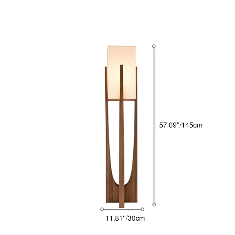Modern Minimalist Copper Fabric Ash Wood Floor Lamp - 1-Light for Living Room & Bedroom