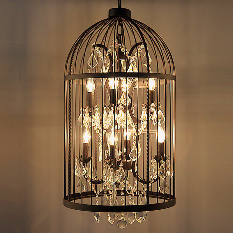Retro Wrought Iron Bird Cage Chandelier - 4/8 Light Hanging Fixture