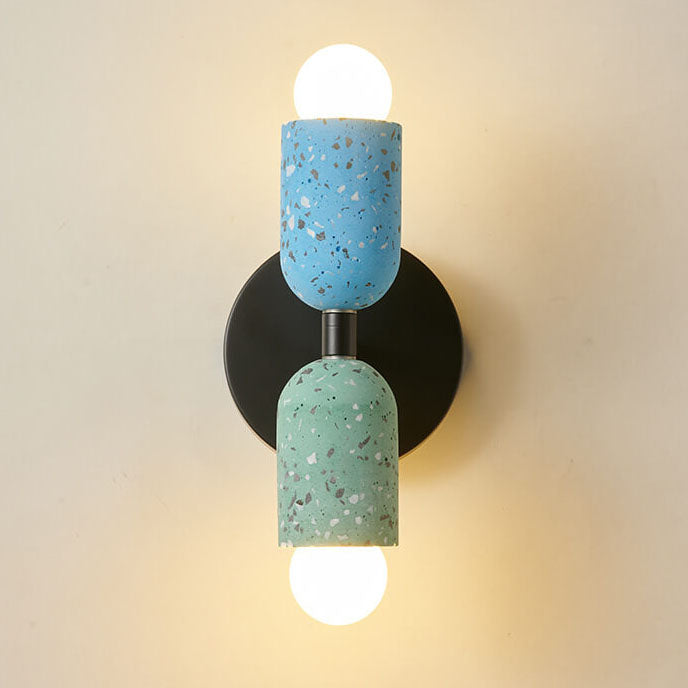 Modern Japanese Wabi-Sabi Iron Cement Wall Sconce 2-Light Lamp