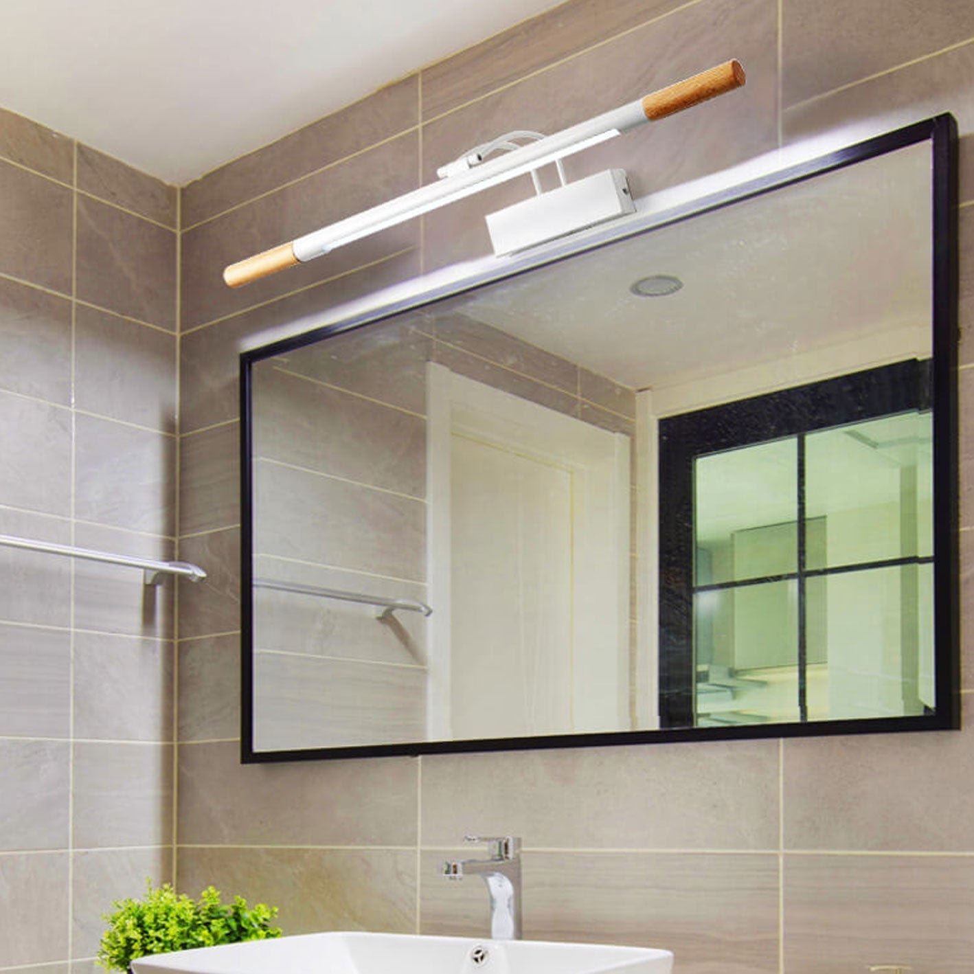 Nordic Solid Wood LED Curved Arm Vanity Light Wall Sconce