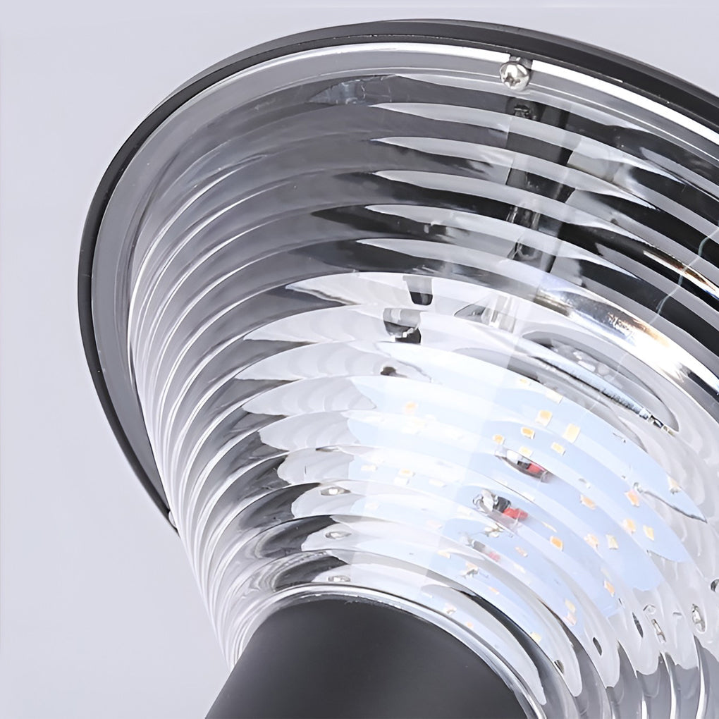 Contemporary Tapered Solar LED Pathway Light - Cylindrical Black Outdoor Lighting