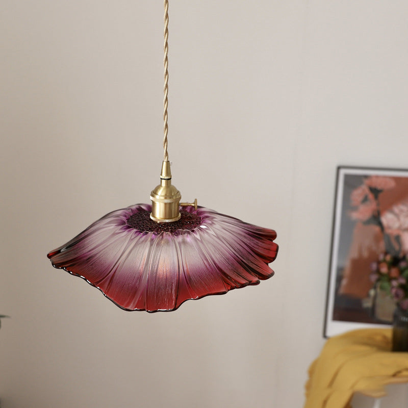 Vintage Lotus Leaf Brass Pendant Light - 1-Light Fixture for Living Room