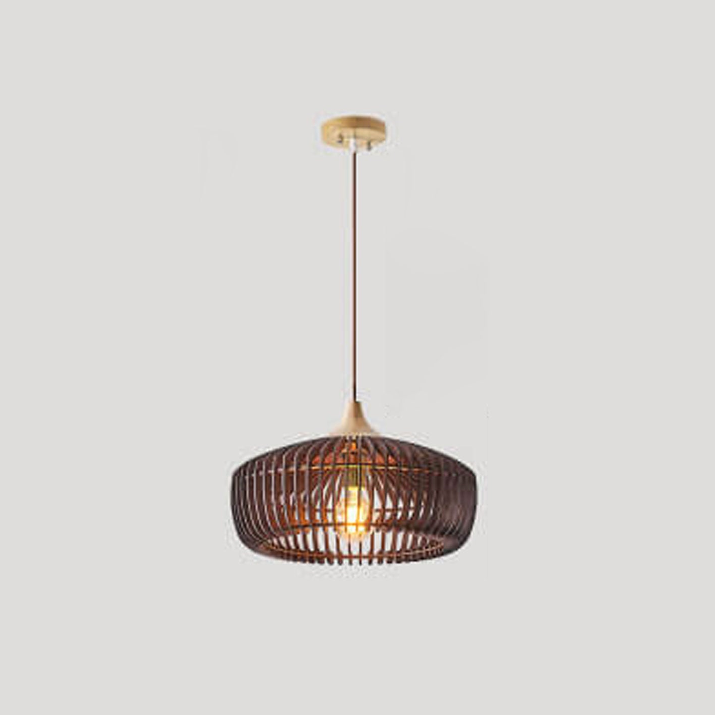 Nordic Vintage Wooden Dome Pendant Light - 1-Light Hanging Fixture for Home Decor