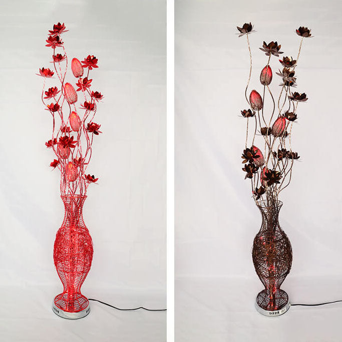 Contemporary Aluminum LED Floor Lamp with Vase Design for Living Room