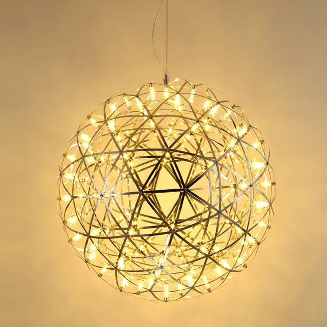 Contemporary Iron 12-Light LED Firework Pendant for Living Room