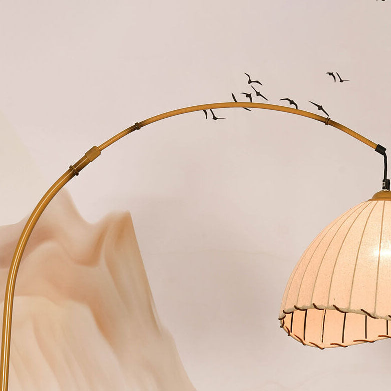 Vintage Fabric Marble Fishing Imitation Bamboo Floor Lamp with Light