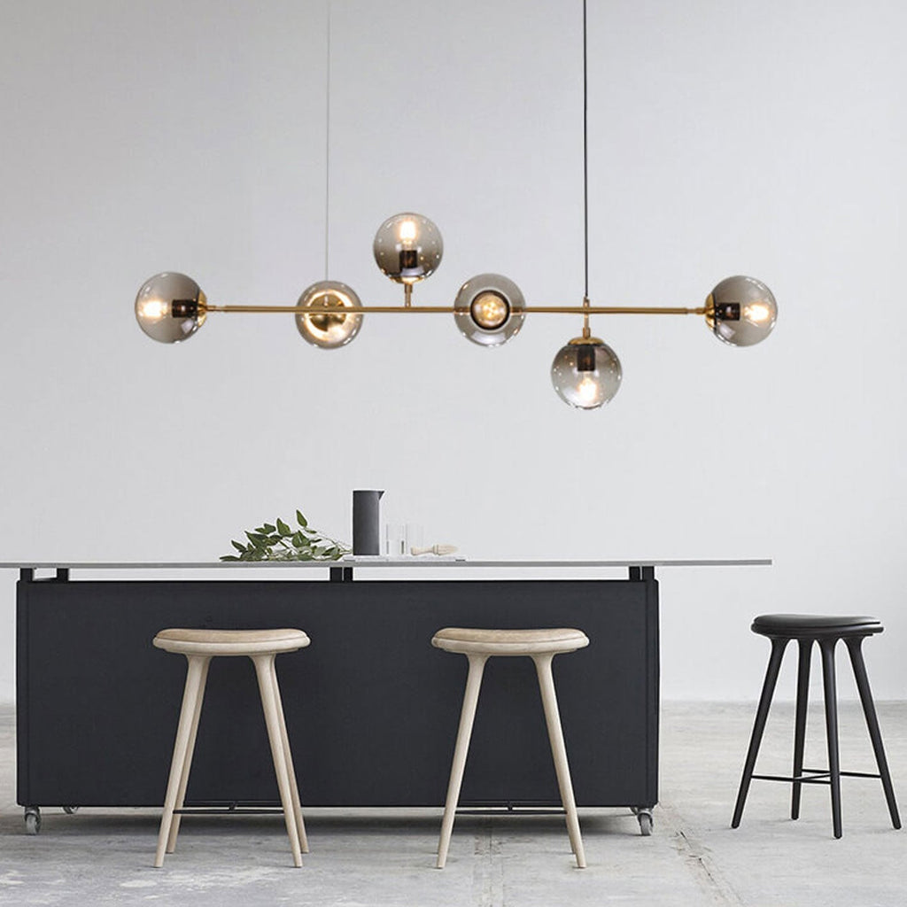 Modern Minimalist Round Globe 6-Light Chandelier - Glass Island Light Fixture