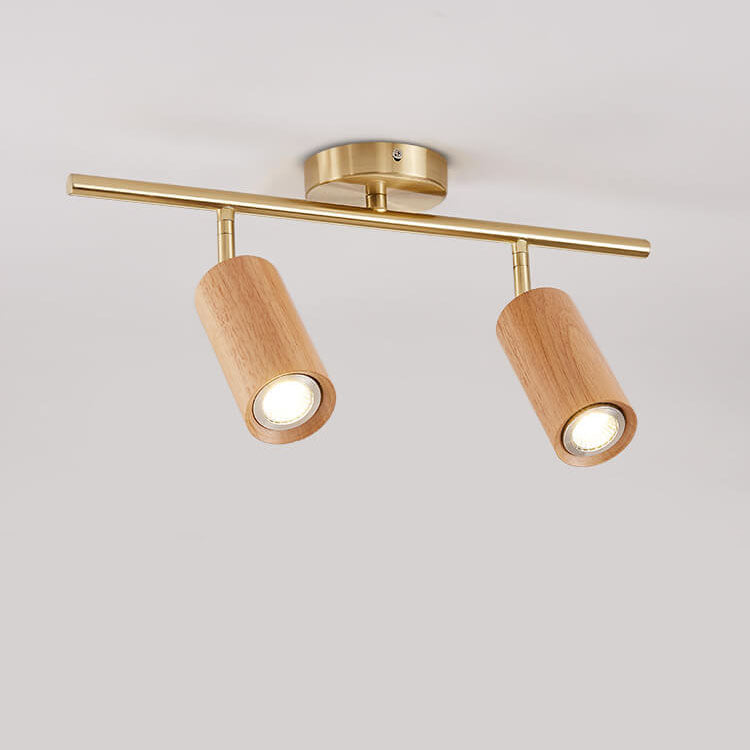 Modern Minimalist Walnut Wood LED Semi-Flush Mount Ceiling Light for Living Room