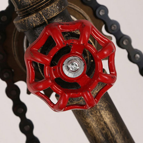 Contemporary Industrial Iron Gear Plumbing Metal 1-Light Table Lamp for Bedroom, Vintage Style Desk Light, Unique Home Decor, Steampunk Nightstand Lamp, Adjustable Lighting, Modern Industrial Design, Rustic Indoor Lighting, Creative Desk Lamp for Living R