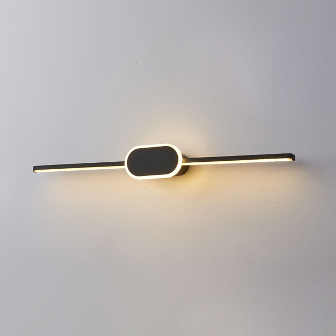 Modern Minimalist Oval Base LED Wall Sconce - Long Strip Design Vanity Light