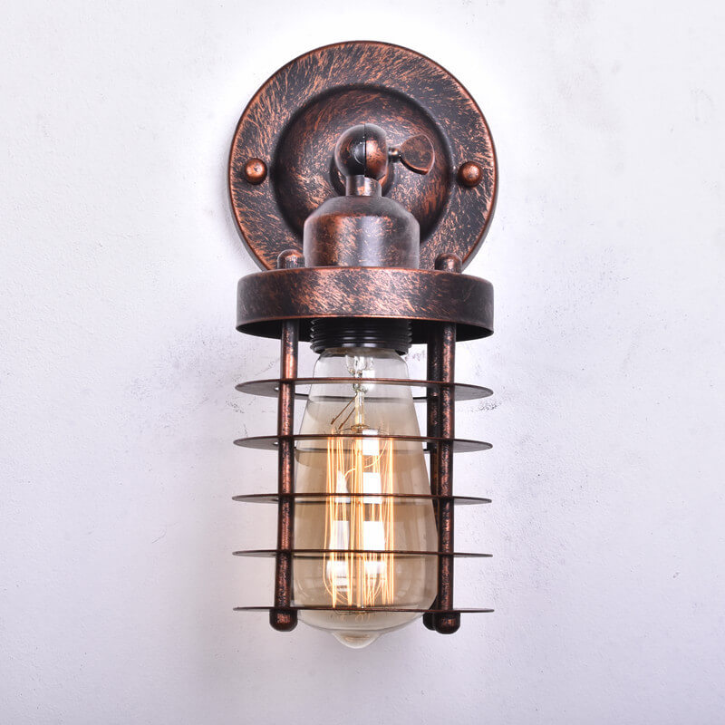 Northern Retro Industrial Wrought Iron Wall Sconce Lamp - 1-Light Fixture for Rustic Home Decor
