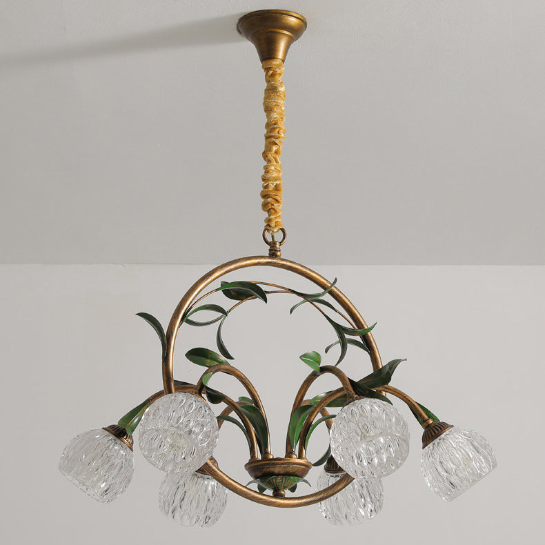 Modern Art Deco Iron Lacquered 6/8-Light Chandelier with Tulip Glass Crystal Shade for Living Room