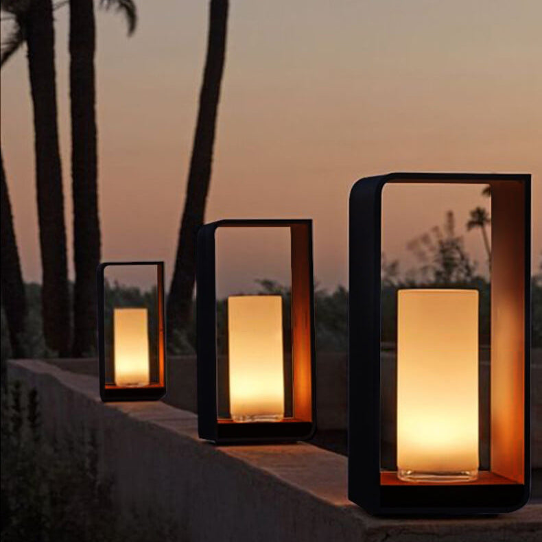 Modern Minimalist Square Frame Stainless Steel LED Landscape Light - Waterproof Acrylic Outdoor Patio Lighting