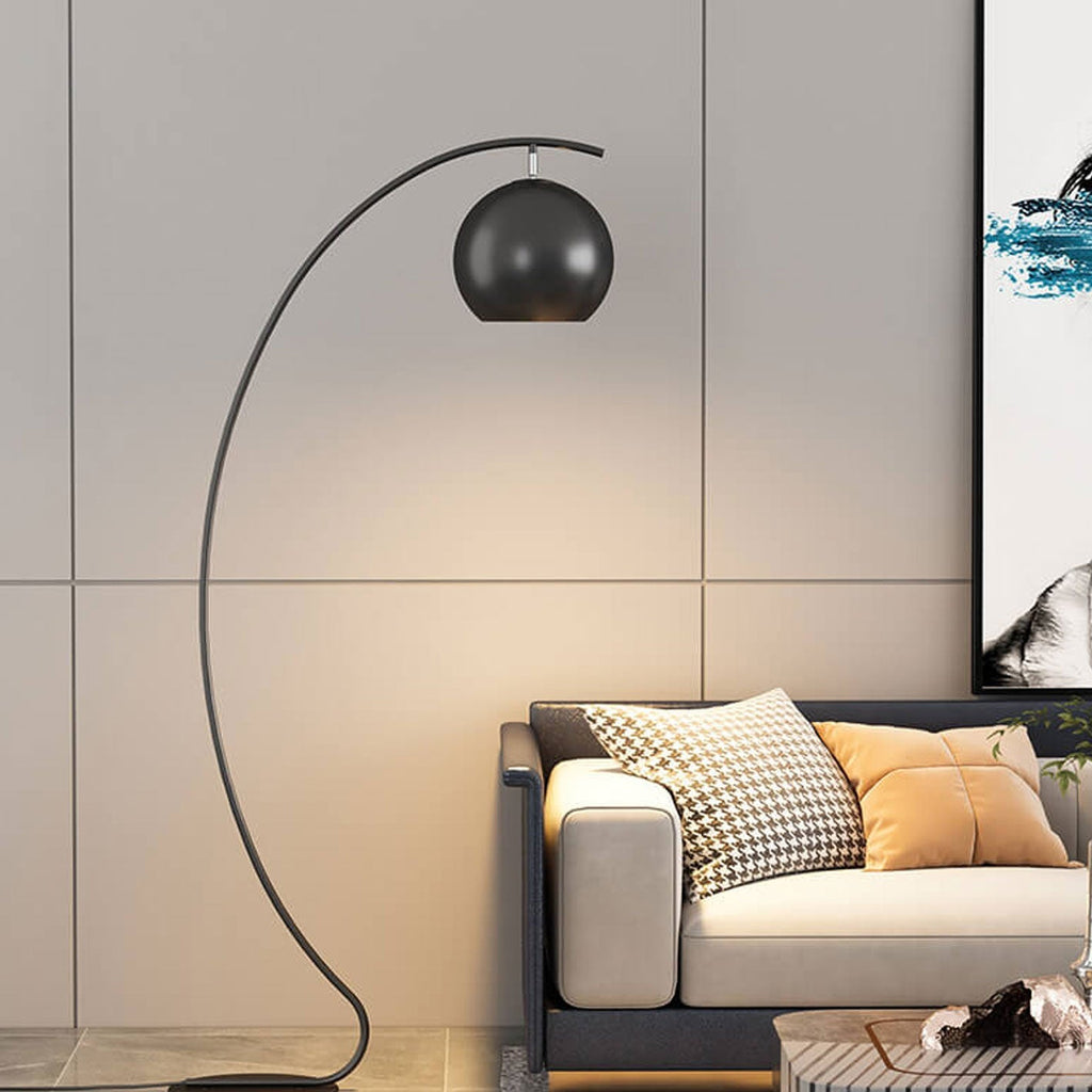 Nordic Minimalist Curved Line Floor Lamp - 1-Light Dome Design