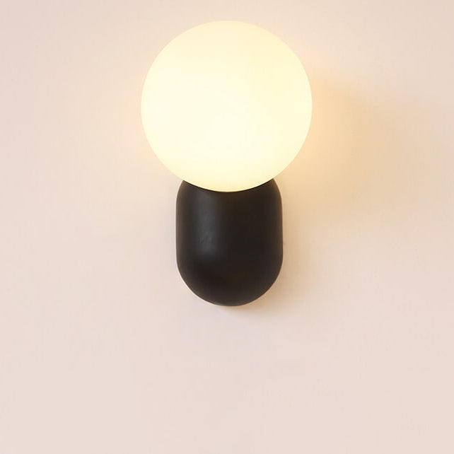 Macaron Cream Resin Glass Ball Wall Sconce Lamp - 1-Light Modern Decor