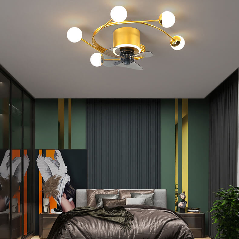 Nordic Light Luxury 5/7-Light LED Flush Mount Ceiling Fan