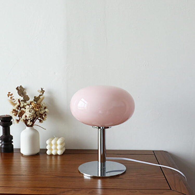Contemporary Nordic Round Iron Glass Table Lamp - 1-Light Bedroom Accent