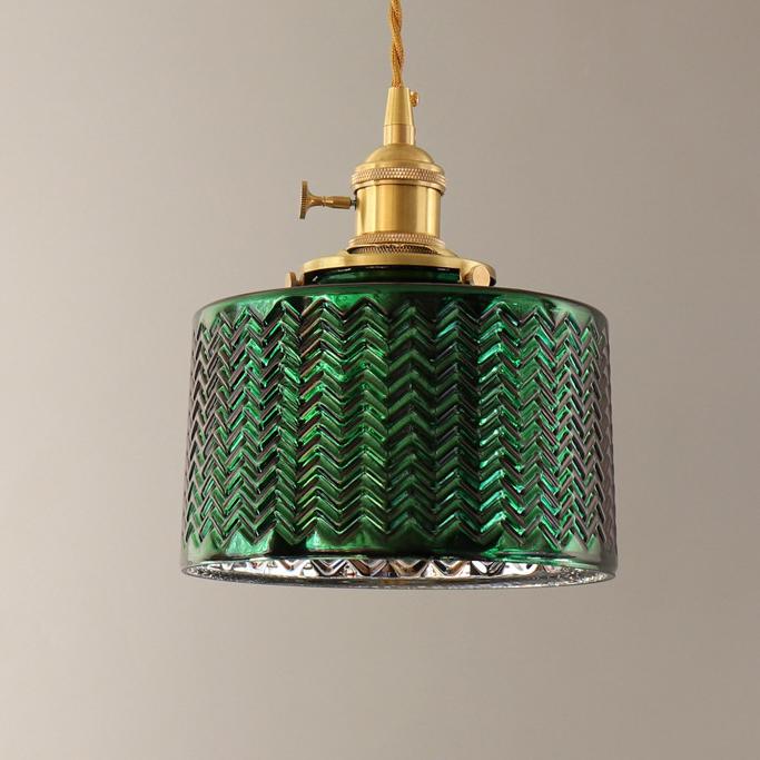 Nordic Vintage Green Brass Glass Island Chandelier - 1/2/3 Light Pendant Lighting for Kitchen, Dining Room, Rustic Home Decor