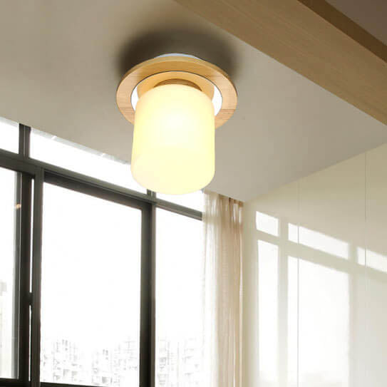 Modern Nordic Minimalist Wood Circular Square Semi-Flush Mount Ceiling Light