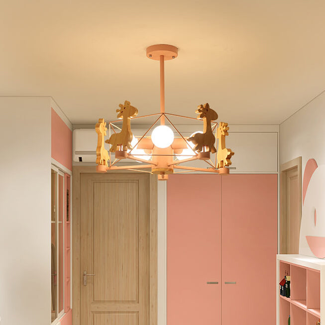 Scandinavian Modern Giraffe Pentagram Semi-Flush Mount Light - Iron & Glass 4/5 Light Ceiling Fixture