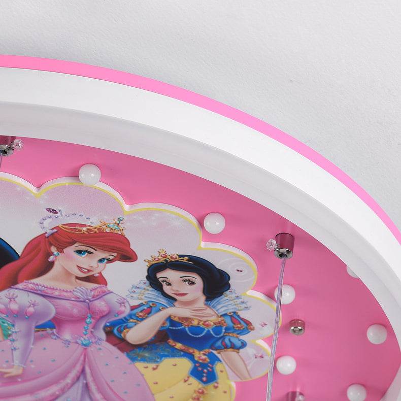 Contemporary Cartoon Princess Elsa Acrylic Round Shade LED Flush Mount Ceiling Light for Kids Bedroom, Frozen Themed Lighting, Decorative Fixture, Cute Ceiling Lamp, LED Light for Girls Room, Stylish Nursery Decor, Childrens Room Illumination, Magical Bed