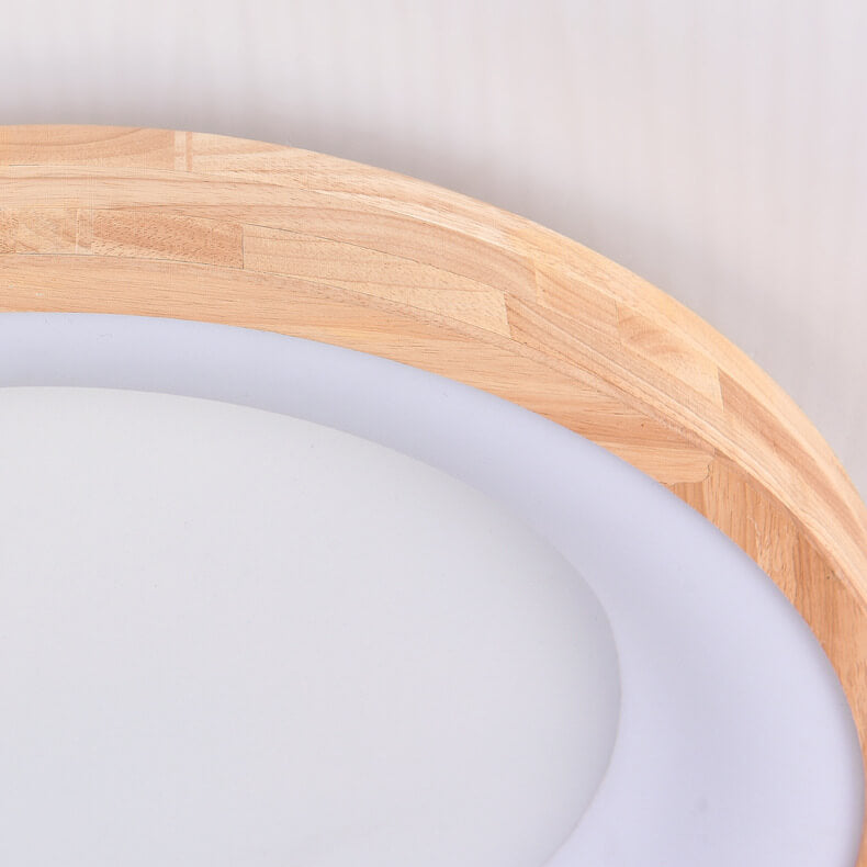 Nordic Minimalist Round LED Flush Mount Ceiling Light - Log Wood Design, Modern Illumination, Natural Aesthetic, Home Lighting Solution