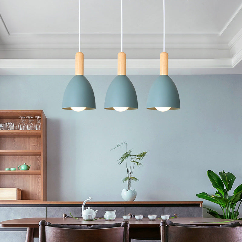 Nordic Minimalist Macaron Chandelier - 1/3-Light Solid Color Design, Modern Hanging Light Fixture for Dining Room or Living Space