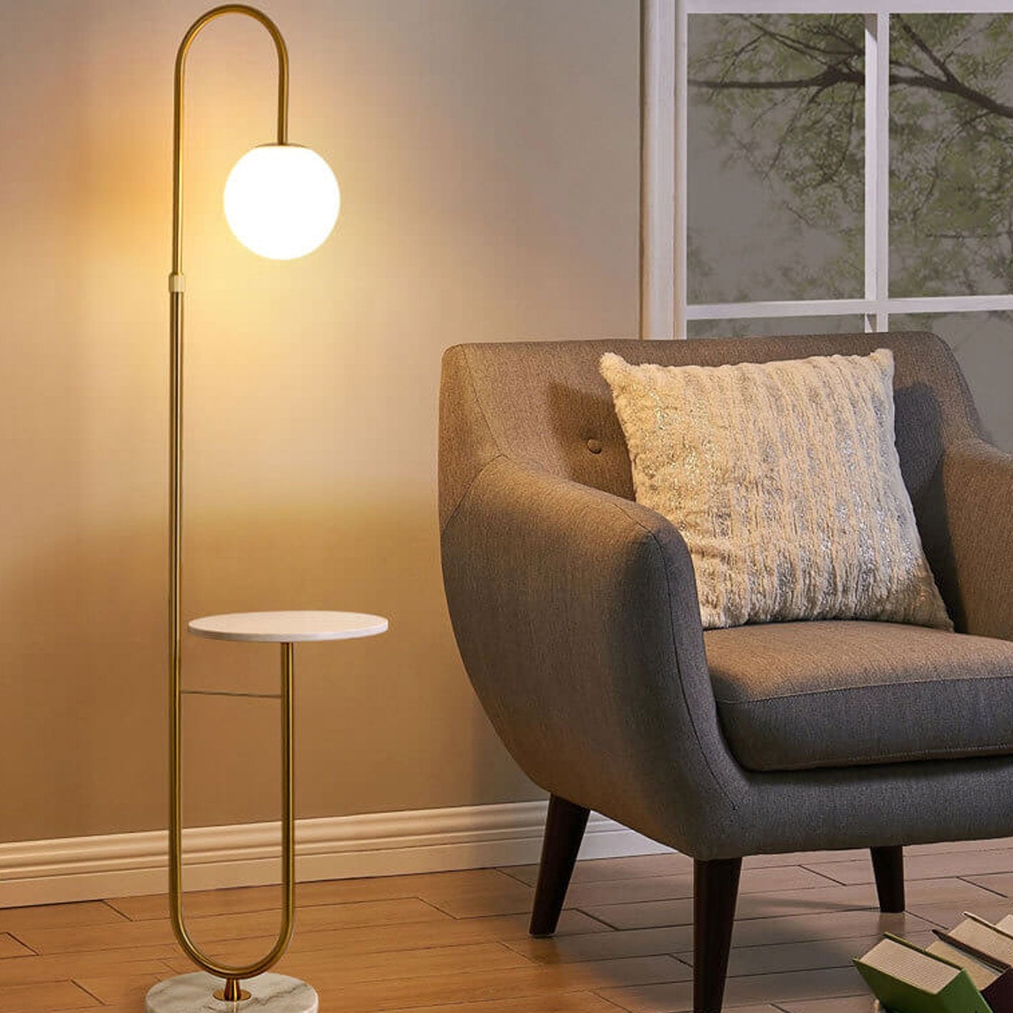 Nordic Minimalist Iron Marble Table LED Floor Lamp