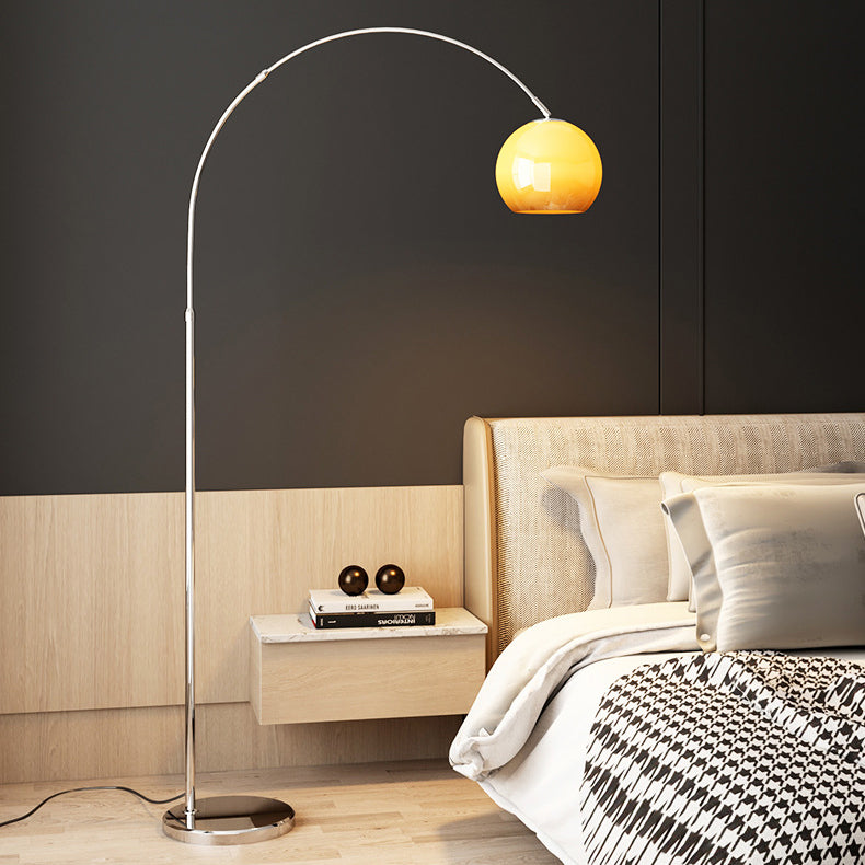Scandinavian Glass Shade Fishing Rod Floor Lamp - 1-Light Iron Design for Living Room