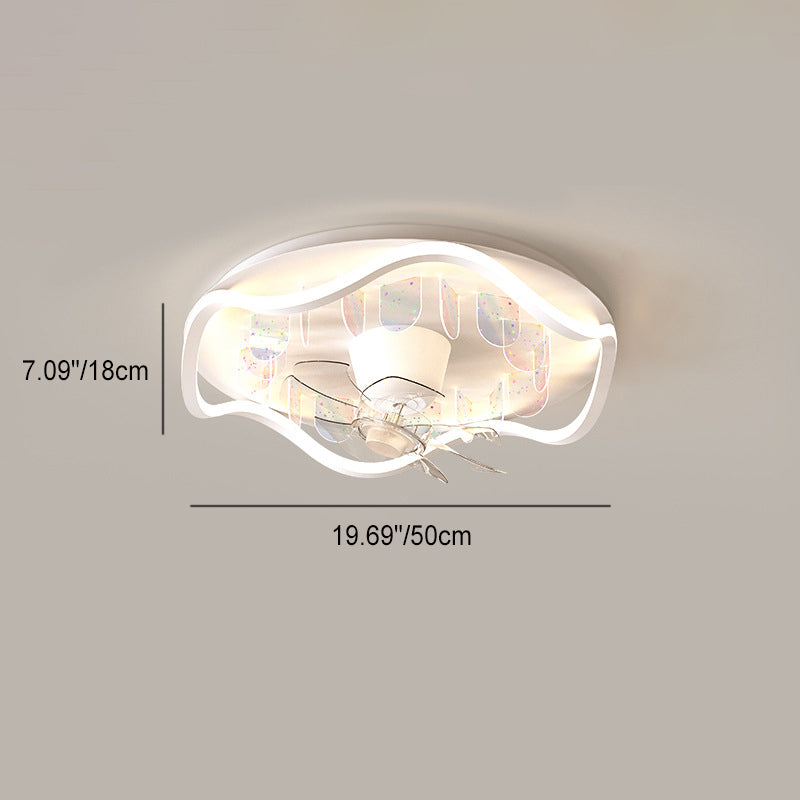 Contemporary Iron Acrylic LED Flush Mount Ceiling Fan Light for Living Room